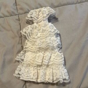 Vintage Barbie White Lace Wedding Dress // Ruffle Off the Shoulder 90s/80s